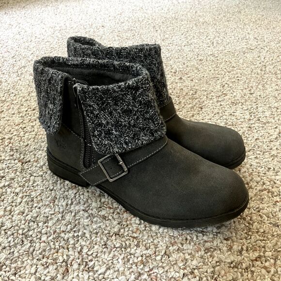 Rocket Dog Ankle Boot Size 8.5 Gray Bootie Winter Sweater Buckle Casual - Picture 1 of 10